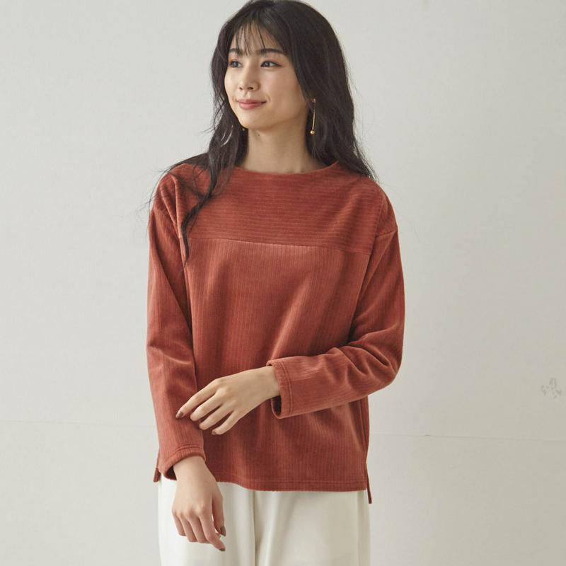 【９／２５販売終了】やわらかなカットソーコーデュロイプルオーバー