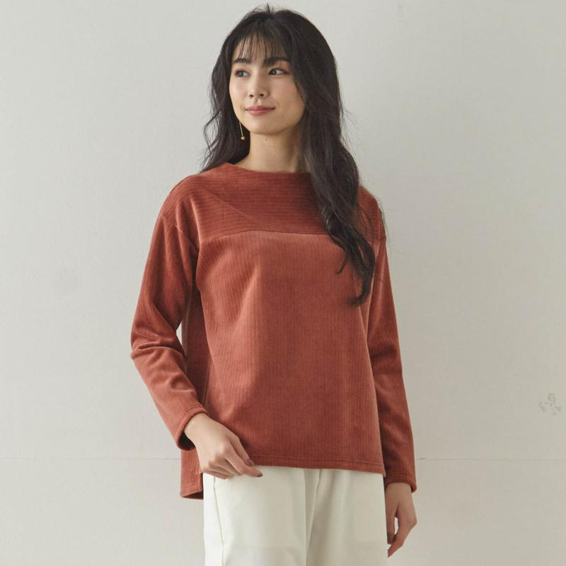 【９／２５販売終了】やわらかなカットソーコーデュロイプルオーバー