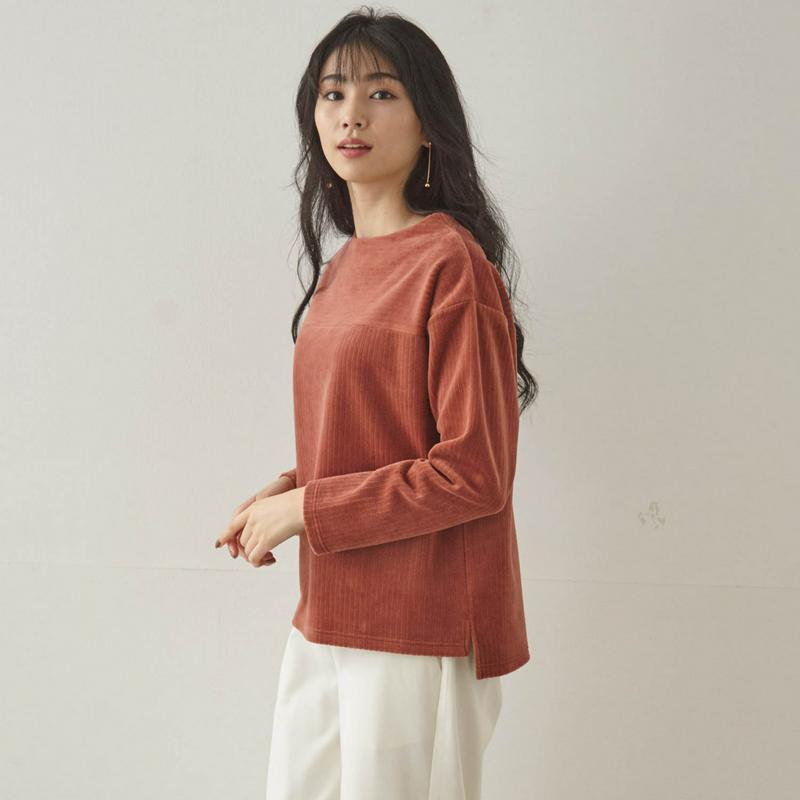 【９／２５販売終了】やわらかなカットソーコーデュロイプルオーバー