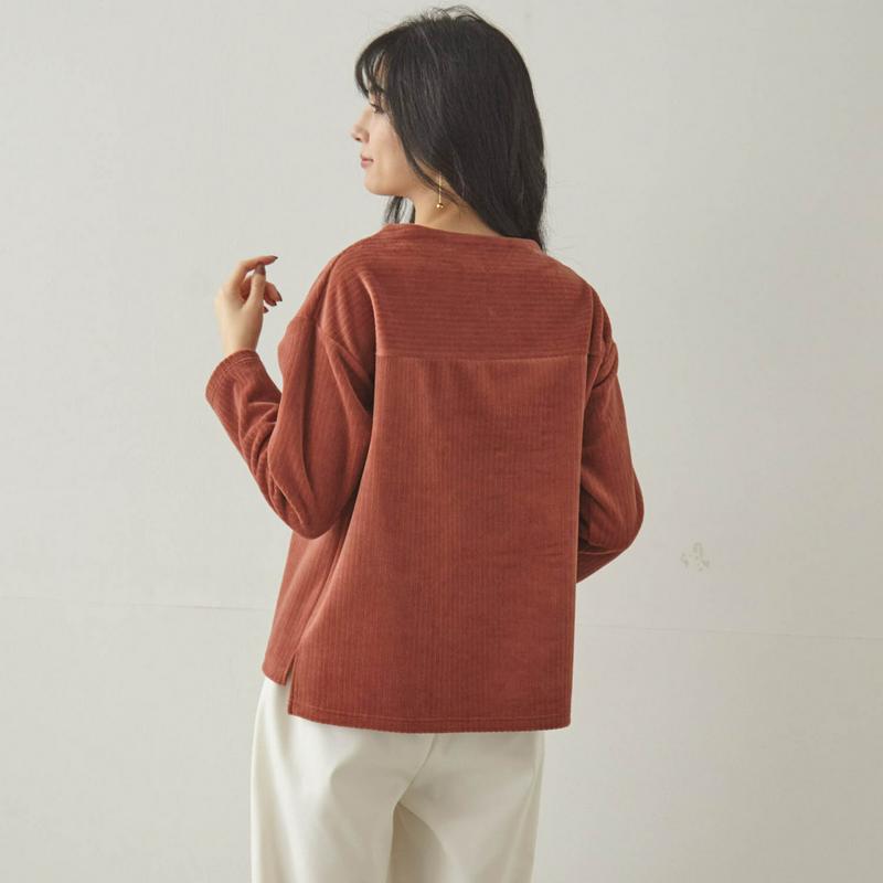 【９／２５販売終了】やわらかなカットソーコーデュロイプルオーバー
