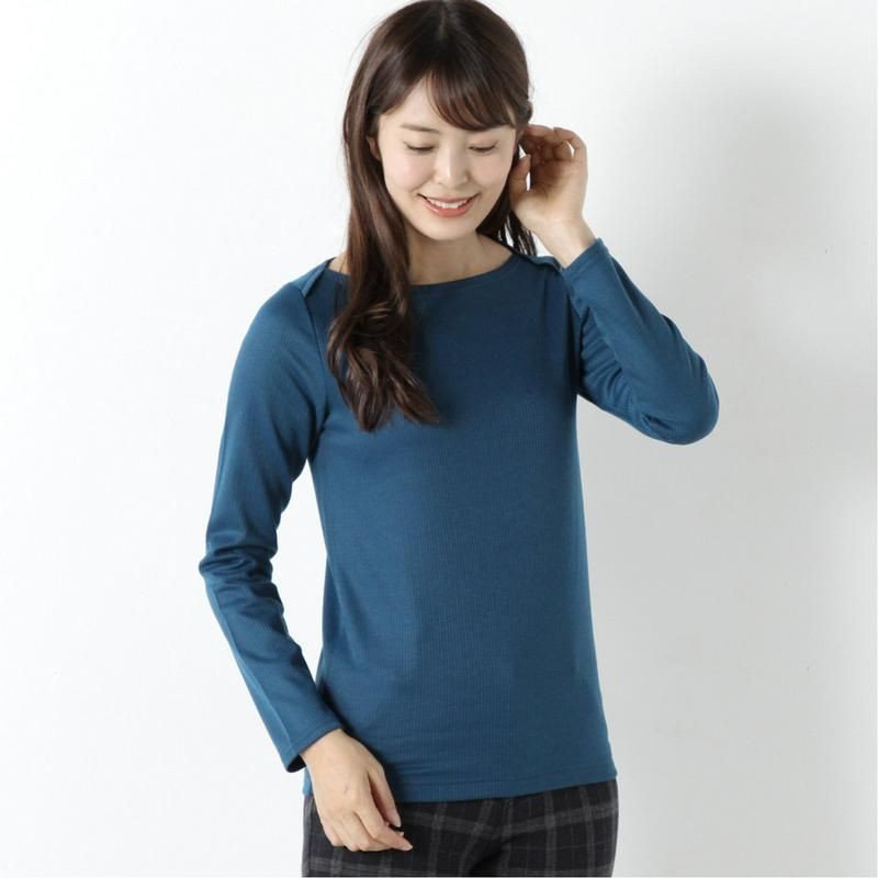 【９／２５販売終了】静電気抑制テープ付裏起毛リブボートネックＴシャツ（ページワン/PAGE ONE）