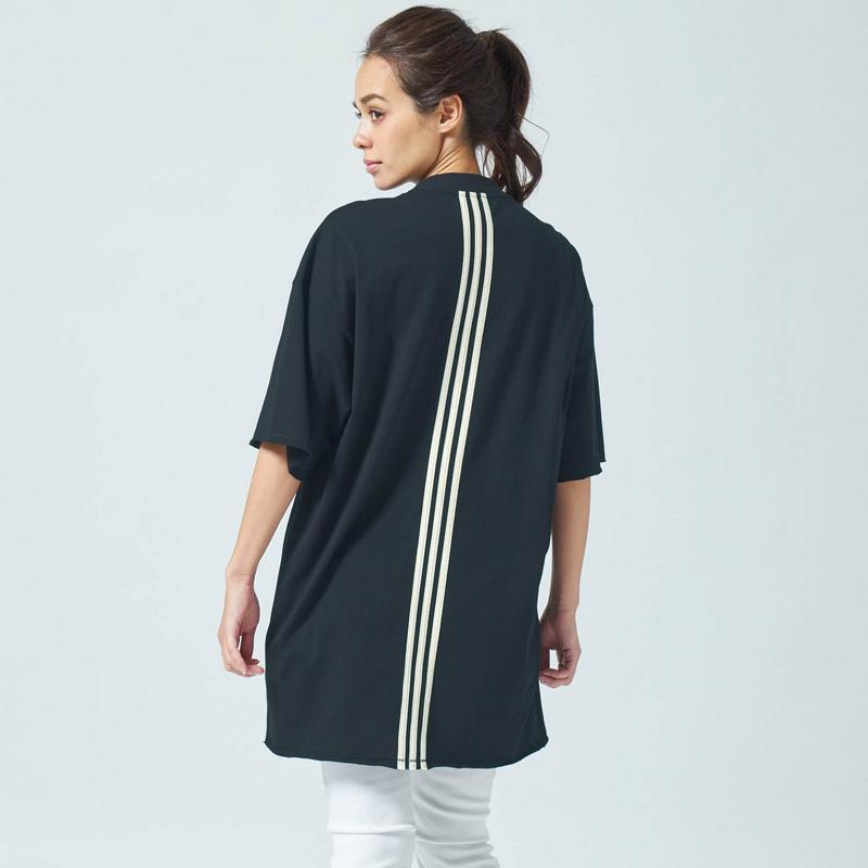 綿１００％でさらっと体型カバー◎リサイクルコットンチュニック【ブラック／Ｍのみ】（アディダス/adidas）