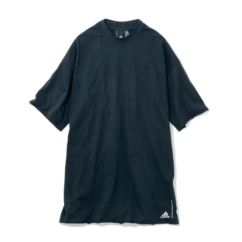 綿１００％でさらっと体型カバー◎リサイクルコットンチュニック【ブラック／Ｍのみ】（アディダス/adidas）