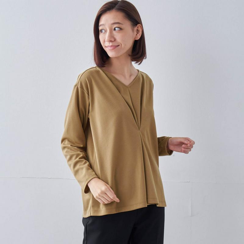 【９／２５販売終了】すっきり見えタックカットソーチュニック
