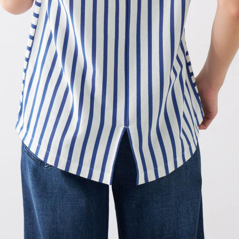 バックスリットＶネックボーダーＴシャツ