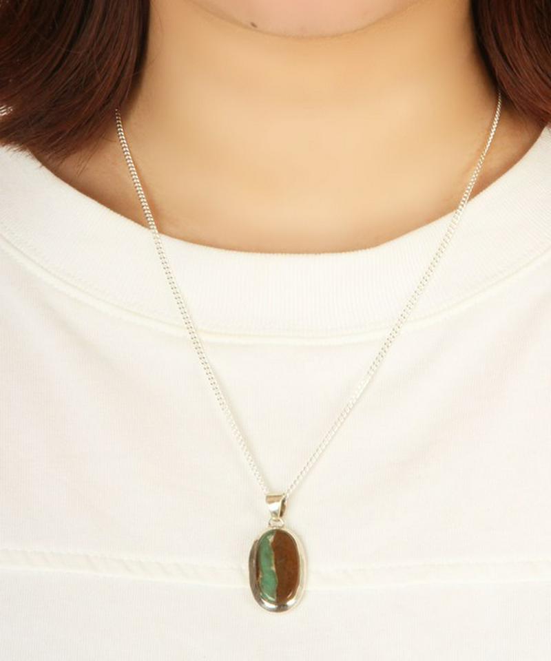 【フランス買付】クリソコラ楕円ネックレス(一点もの)