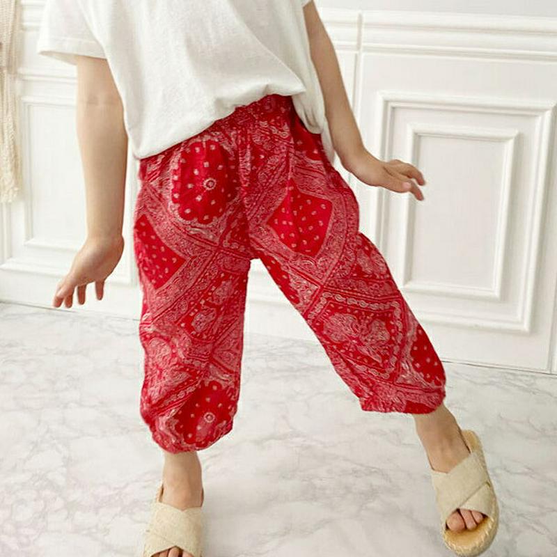 ゴムバンドヘムペイズリーパンツ・p004283 キッズ【3~8才】【pt】【ボトムス ロング丈 ロングパンツ カジュアル ラフ ペイズリー ペイズリー柄 女の子 男の子 春 夏 韓国 韓国子供服 子供 こども 子供服 こども服】【KIDS】
