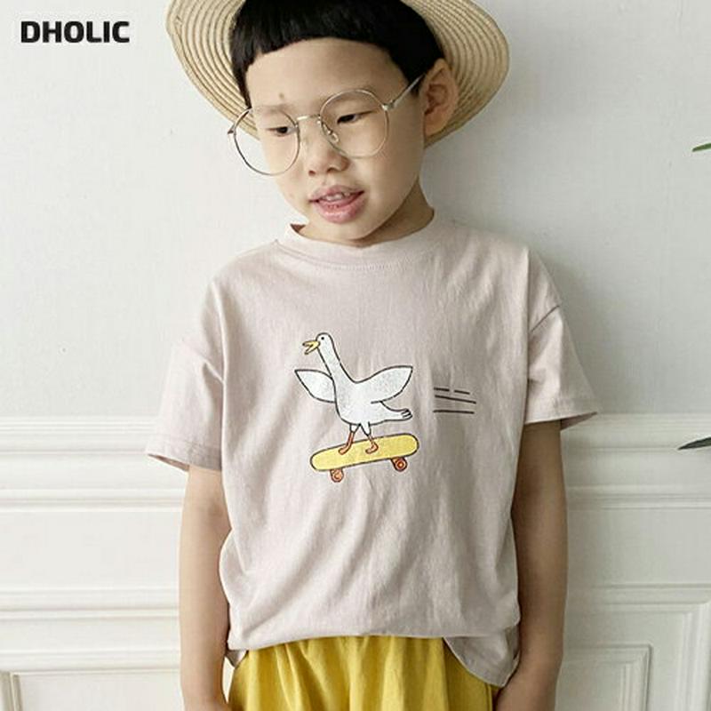 DuckプリントTシャツ・p004282 キッズ【3~8才】【tops】【トップス Tシャツ プリントT 半袖 ハーフスリーブ カジュアル シンプル 女の子 男の子 夏 韓国 韓国子供服 子供 こども 子供服 こども服】【KIDS】
