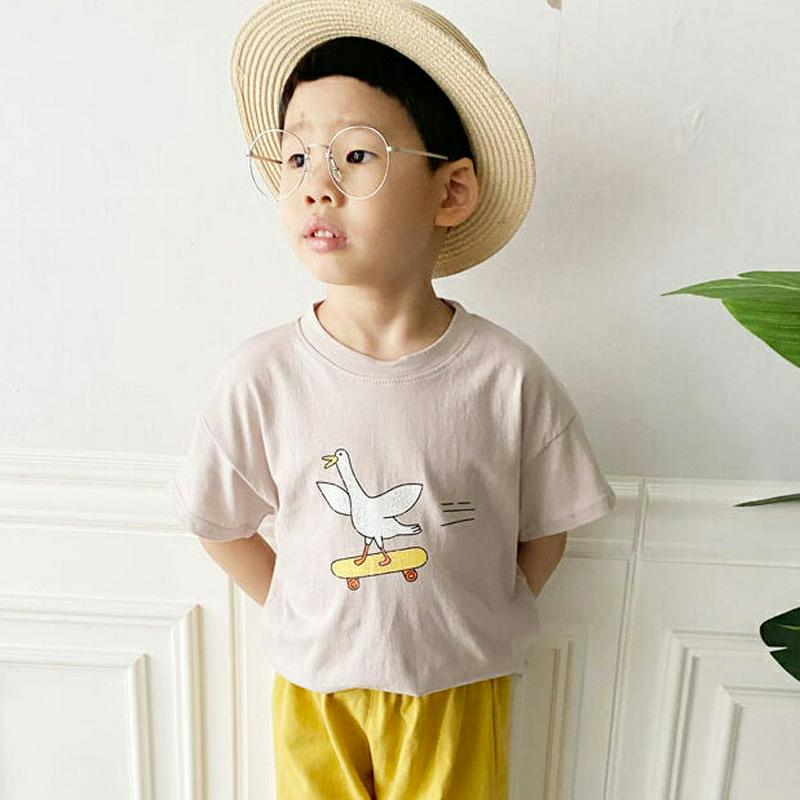 DuckプリントTシャツ・p004282 キッズ【3~8才】【tops】【トップス Tシャツ プリントT 半袖 ハーフスリーブ カジュアル シンプル 女の子 男の子 夏 韓国 韓国子供服 子供 こども 子供服 こども服】【KIDS】