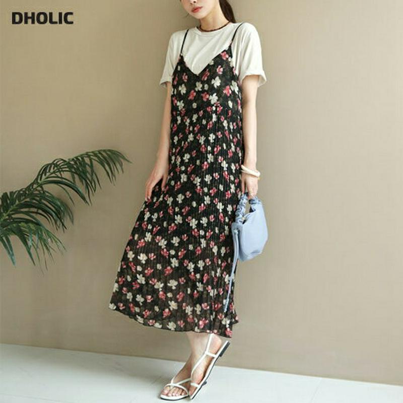 【新作10%OFF】プリーツ花柄ワンピース・全3色・t63081 レディース【ops】【韓国 ファッション ワンピース ロング 