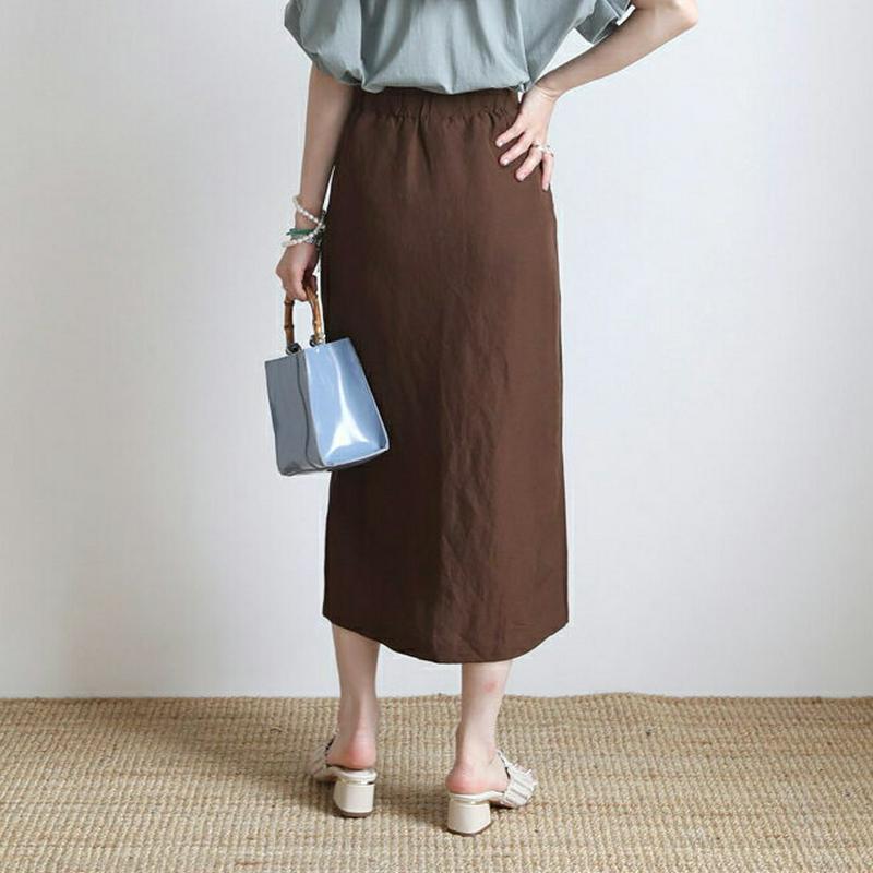 【新作10%OFF】リネン混ボタンスカート・全2色・t63093 レディース【sk】【韓国 ファッション スカート ロング ロン
