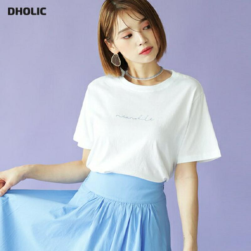 【新作10%OFF】レタリング刺繍Tシャツ・全4色・t47744 レディース【tops】【韓国 ファッション トップス Tシャツ