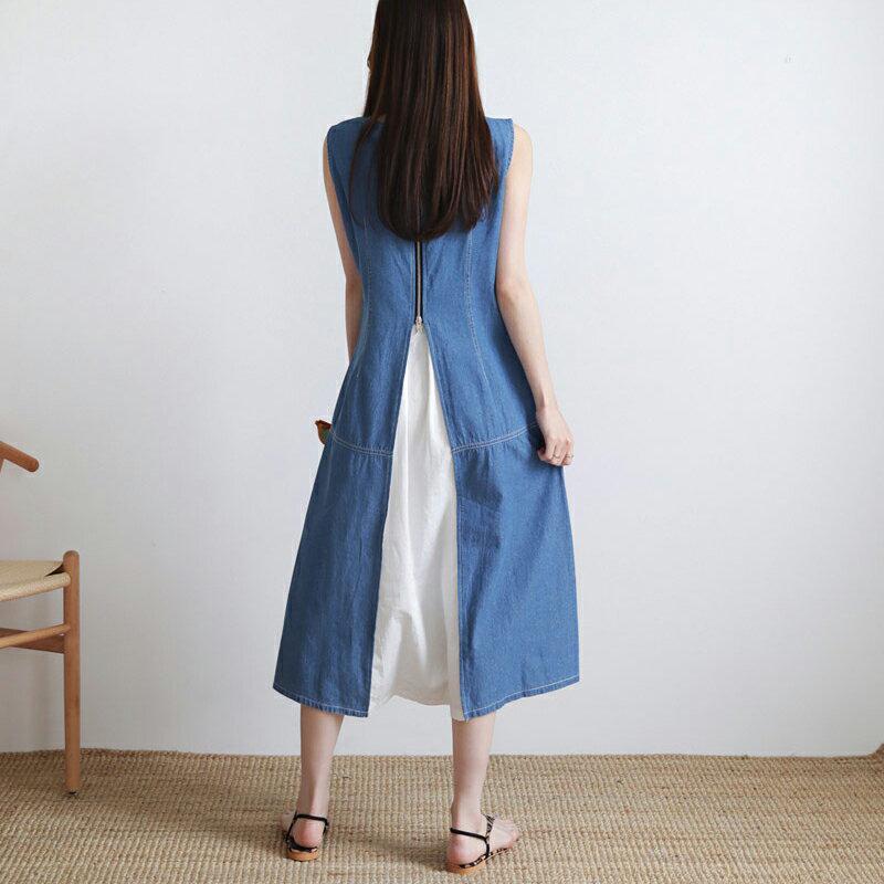 【新作10%OFF】デニムコントラストワンピース・全2色・t63083 レディース【ops】【韓国 ファッション ワンピース ロ
