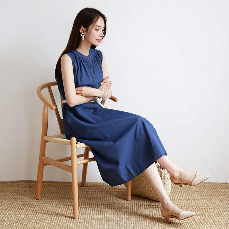 【新作10%OFF】ボタンスリーブレスワンピース・全2色・t63064 レディース【ops】【韓国 ファッション ワンピース ス