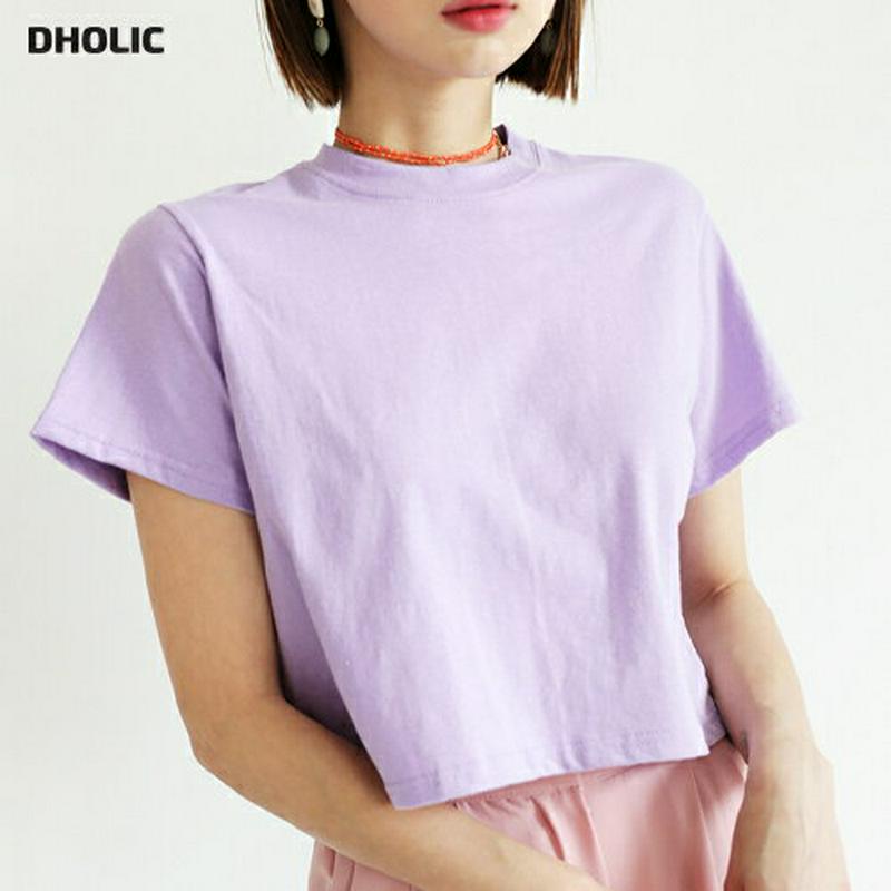 【新作10%OFF】クロップドTシャツ・全7色・47742 レディース【tops】【韓国 ファッション トップス Tシャツ 半袖