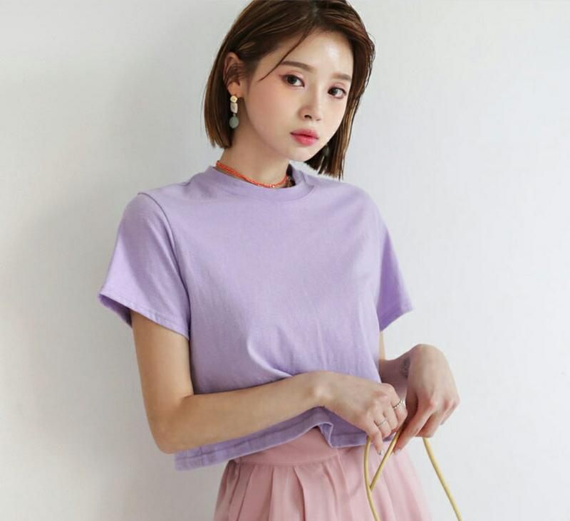 【新作10%OFF】クロップドTシャツ・全7色・47742 レディース【tops】【韓国 ファッション トップス Tシャツ 半袖