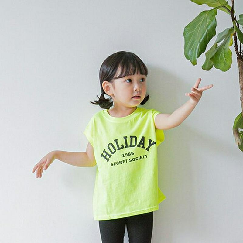 HOLIDAYネオンTシャツ・u04294・キッズ 【3~8才】【tops】【韓国 ファッション トップス Tシャツ カットソー