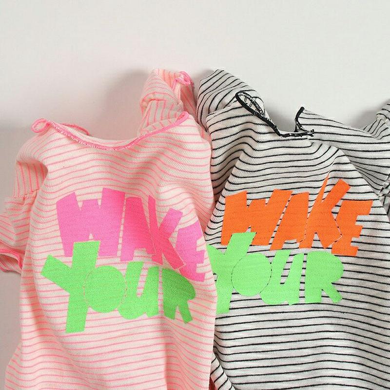 WAKEパイピングボーダーTシャツ・u04292・キッズ 【3~8才】【tops】【韓国 ファッション トップス Tシャツ カッ