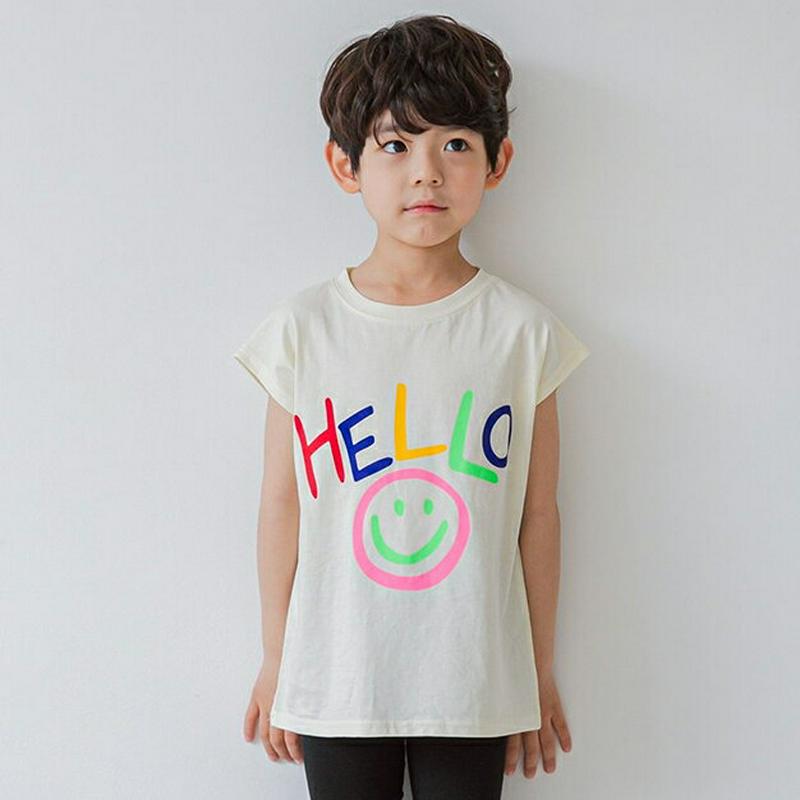 HELLOスマイルスリーブレス・u04290・キッズ 【3~8才】【tops】【韓国 ファッション トップス Tシャツ カットソ