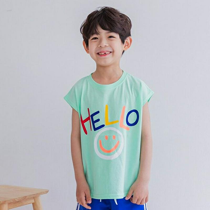 HELLOスマイルスリーブレス・u04290・キッズ 【3~8才】【tops】【韓国 ファッション トップス Tシャツ カットソ