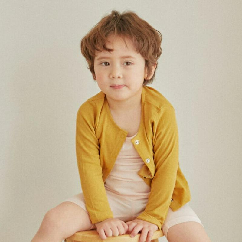コットンカーディガン・u03803-2・キッズ 【3~8才】【cd】【韓国 ファッション カーデ ラウンドネック 長袖 ボタン 