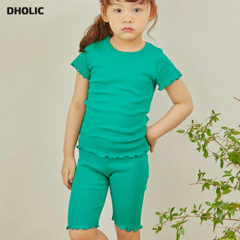 ウェーブヘムTシャツ&パンツSET・u03798-2・キッズ 【3~8才】【SET】【韓国 ファッション セットアップ Tシャツ