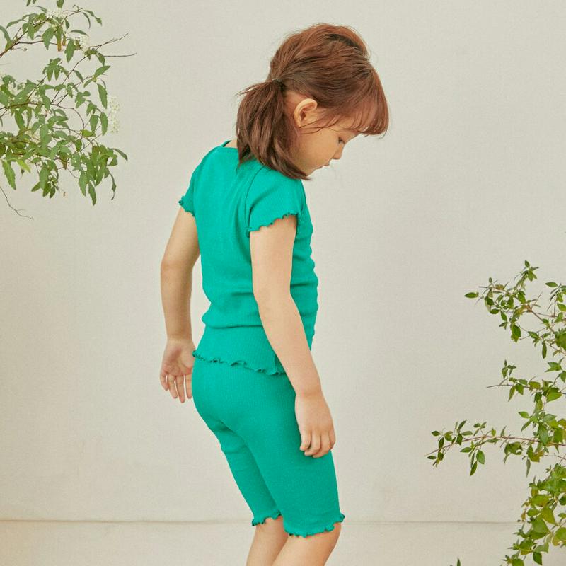 ウェーブヘムTシャツ&パンツSET・u03798-2・キッズ 【3~8才】【SET】【韓国 ファッション セットアップ Tシャツ