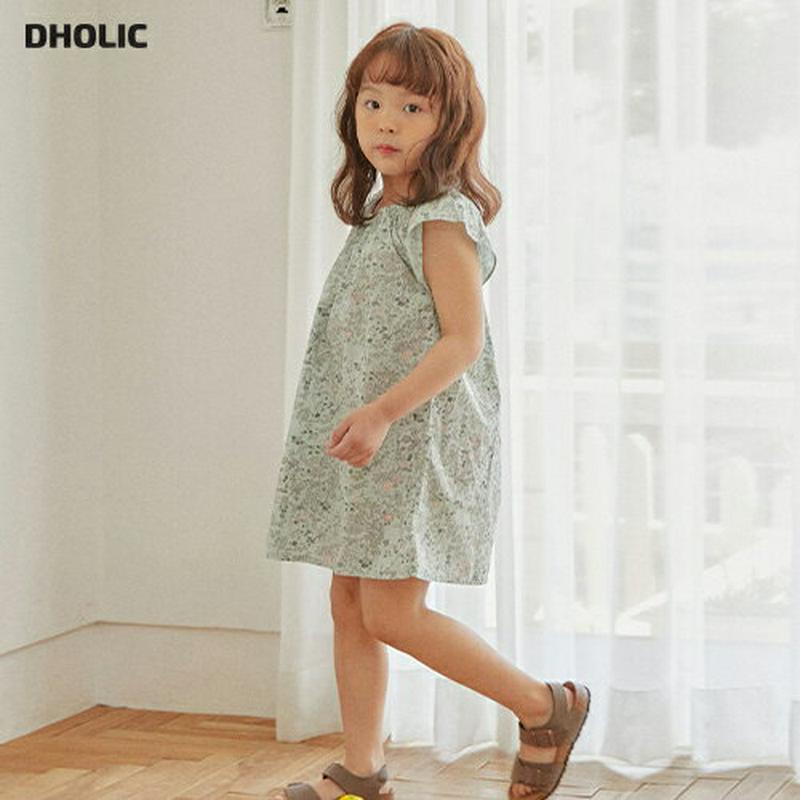 ゴムバンドネック花柄ワンピース・u03797-2・キッズ 【3~8才】【ops】【韓国 ファッション ワンピース ミディ ミドル