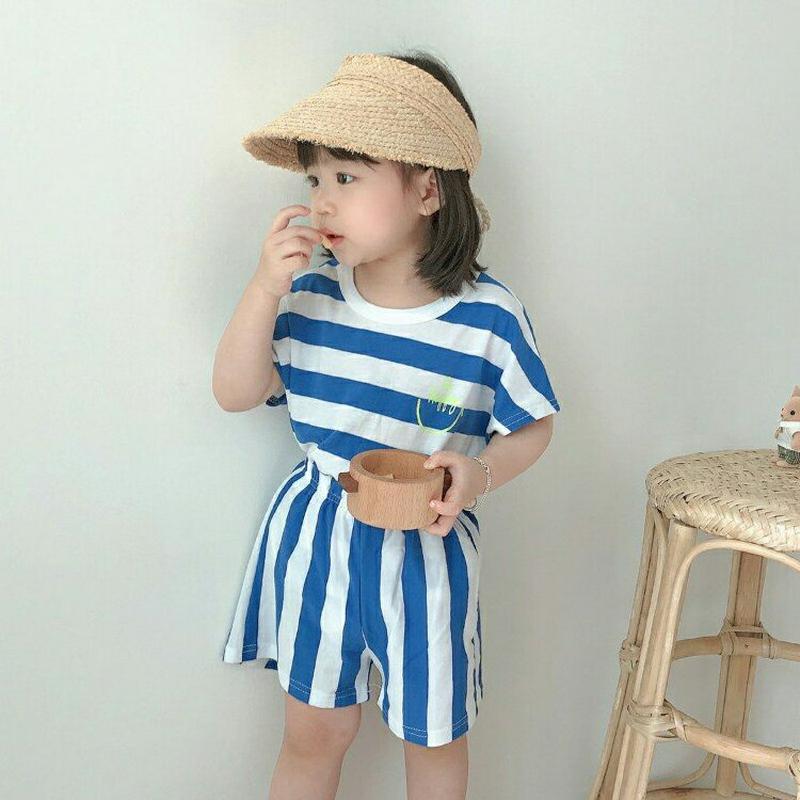 ボーダー半袖Tシャツ上下SET・u04391 キッズ【3~8才】【SET】【トップス ボトムス セットアップ Tシャツ ショート
