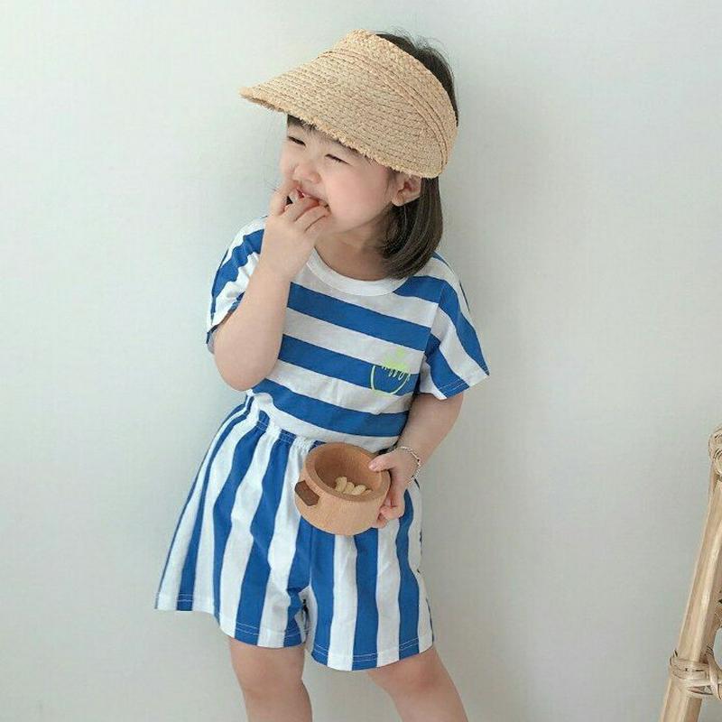 ボーダー半袖Tシャツ上下SET・u04391 キッズ【3~8才】【SET】【トップス ボトムス セットアップ Tシャツ ショート