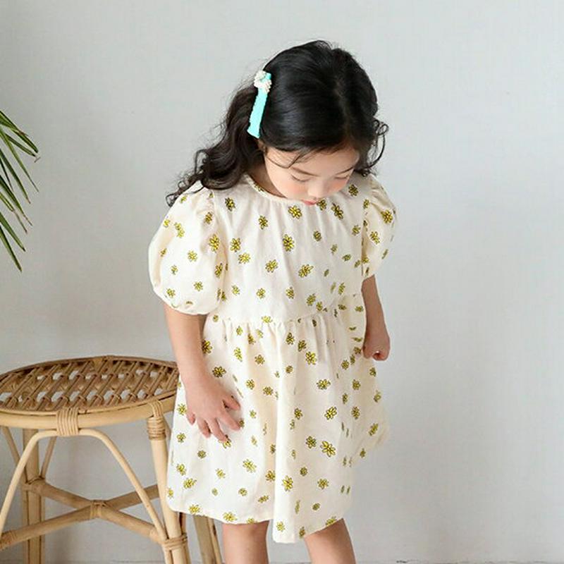 フラワーボリュームスリーブワンピース・u04390 キッズ【3~8才】【ops】【ワンピース 花柄ワンピース フラワー 女の子 