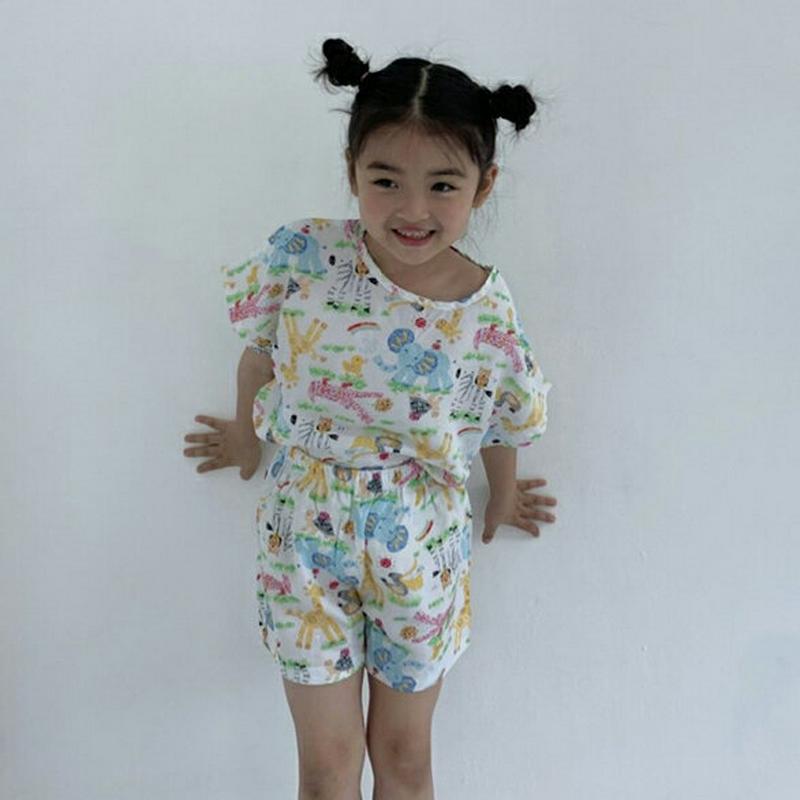 パターン半袖Tシャツ上下SE・u04382・キッズ 【3~8才】【SET】【韓国 ファッション セットアップ Tシャツ カットソ