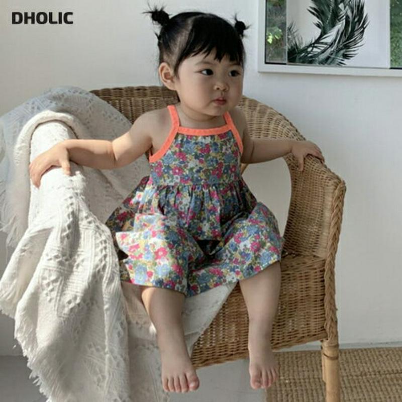 ネオントリム花柄ワンピース・u04383・キッズ 【3~8才】【ops】【韓国 ファッション ワンピース ロング ミディ ミドル