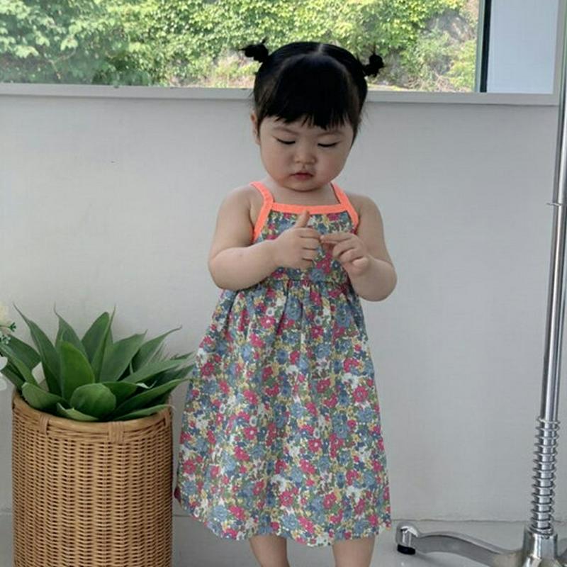 ネオントリム花柄ワンピース・u04383・キッズ 【3~8才】【ops】【韓国 ファッション ワンピース ロング ミディ ミドル