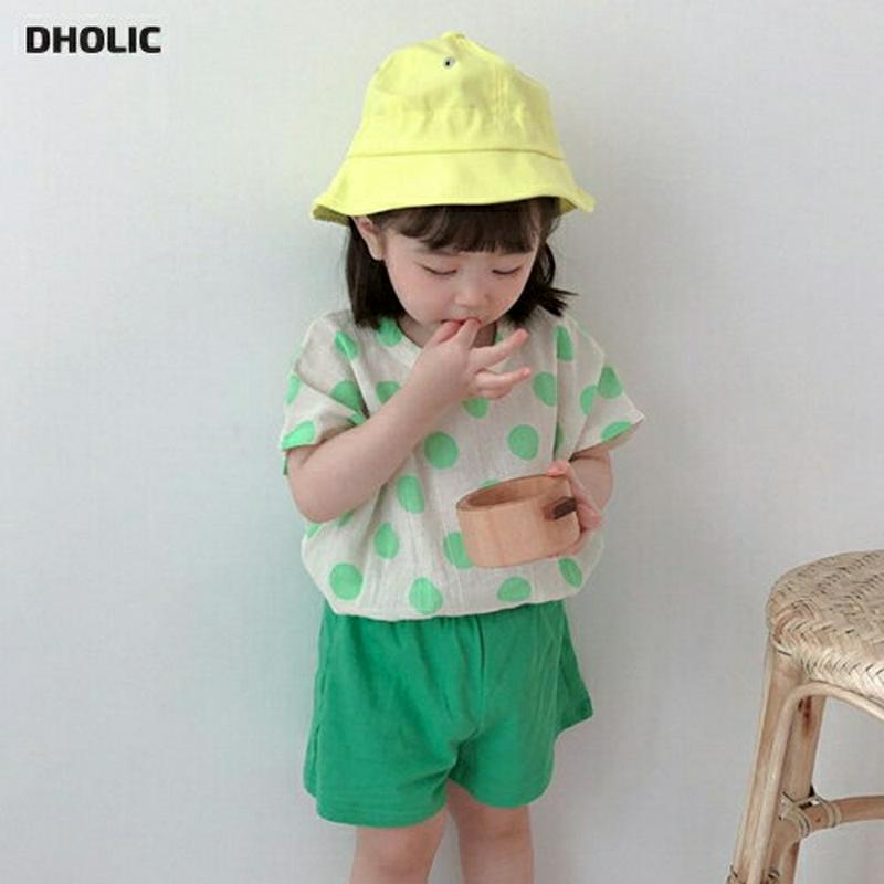 ドット半袖Tシャツ上下SET・u04386 キッズ【3~8才】【SET】【トップス ボトムス セットアップ Tシャツ ショートパ