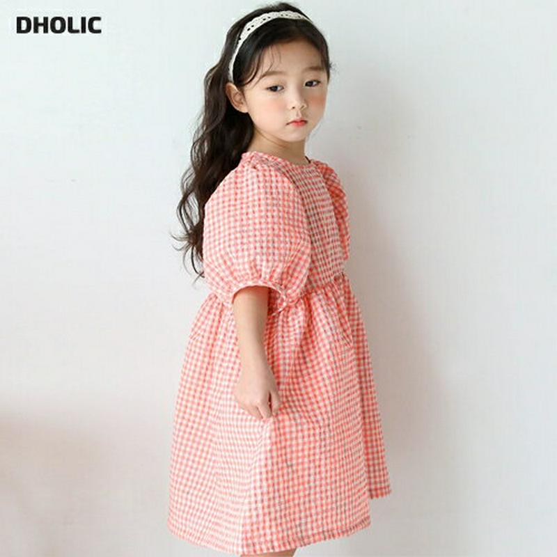 チェックボリュームスリーブワンピース・u04389 キッズ【3~8才】【ops】【ワンピース チェック柄 チェックワンピース パ