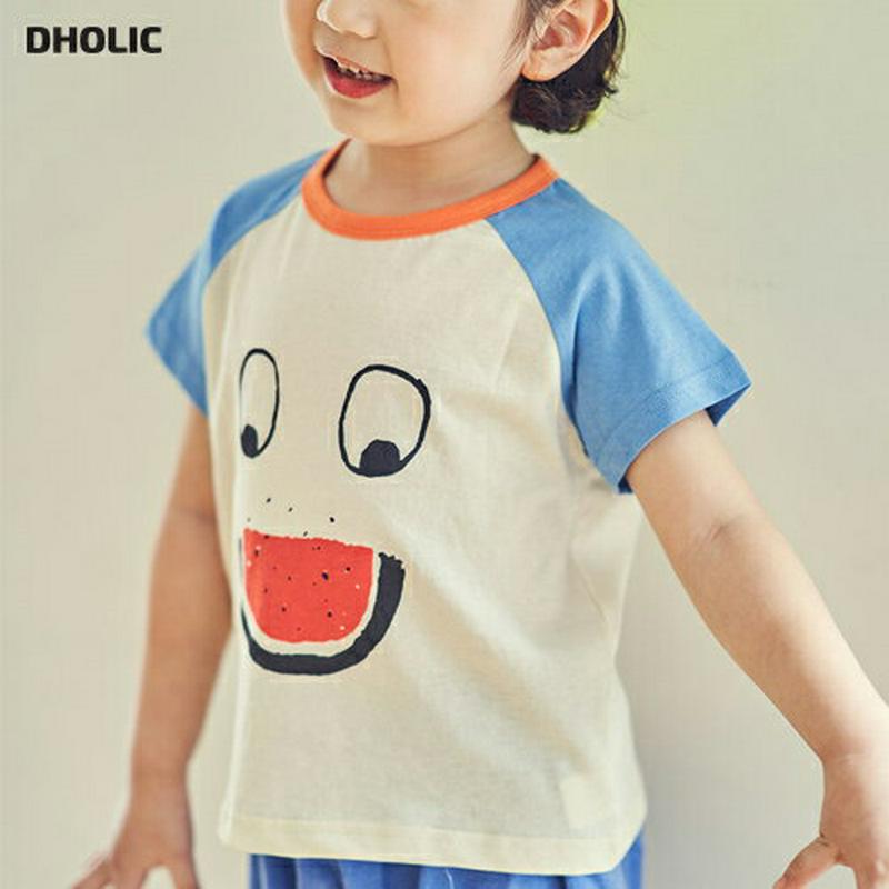 ウォーターメロンラグランTシャツ u03526・キッズ 【3~8才】【tops】【韓国 ファッション トップス Tシャツ カット