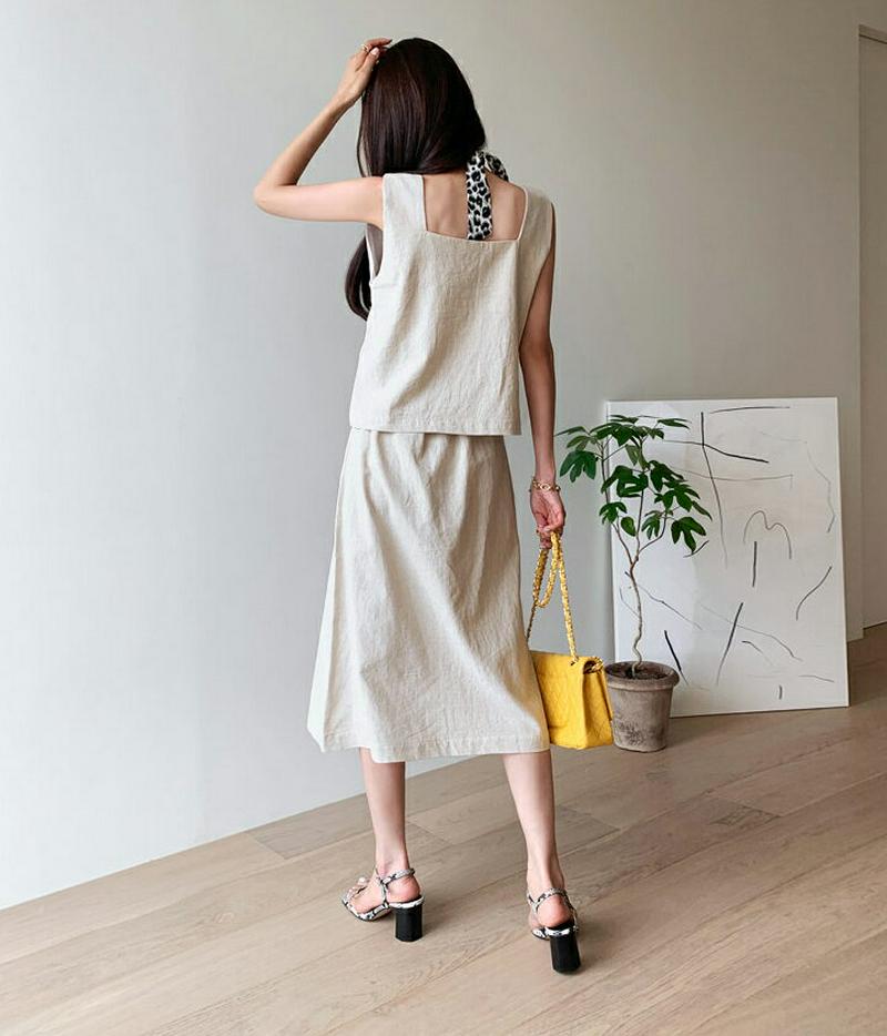 ボタンスリーブレス&スカートSET・全2色・t56519 レディース【ops】【韓国 ファッション セットアップ setup ス