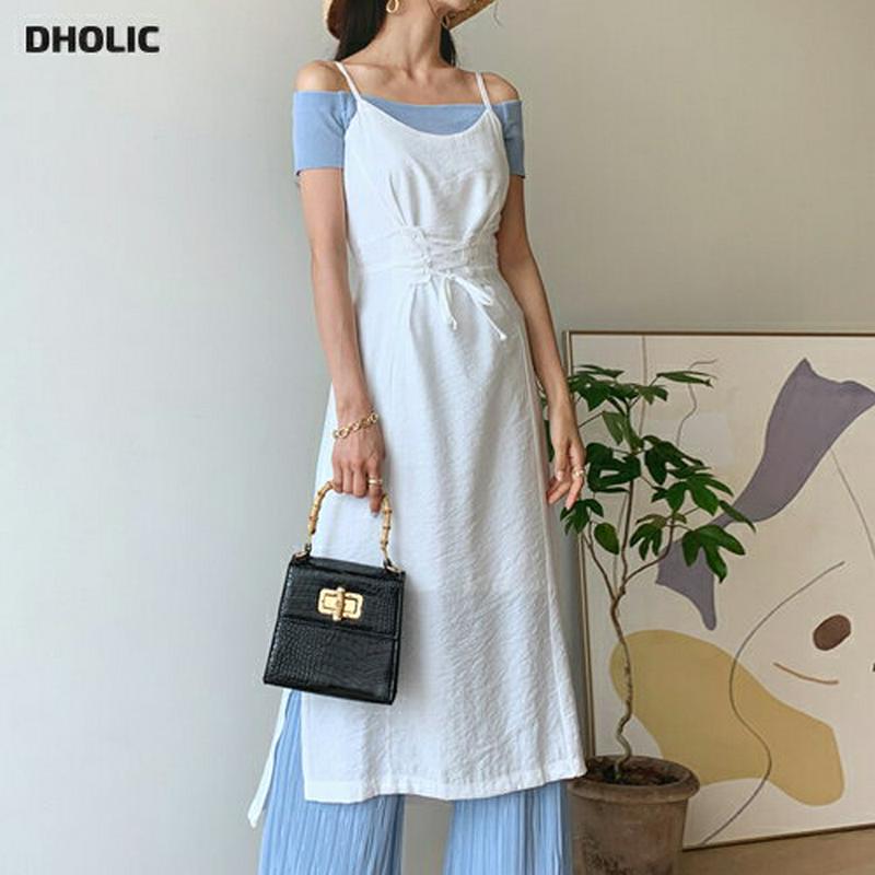 レースアップワンピース・全2色・t56506 レディース【ops】【韓国 ファッション ワンピース ロング丈 ロングワンピース 