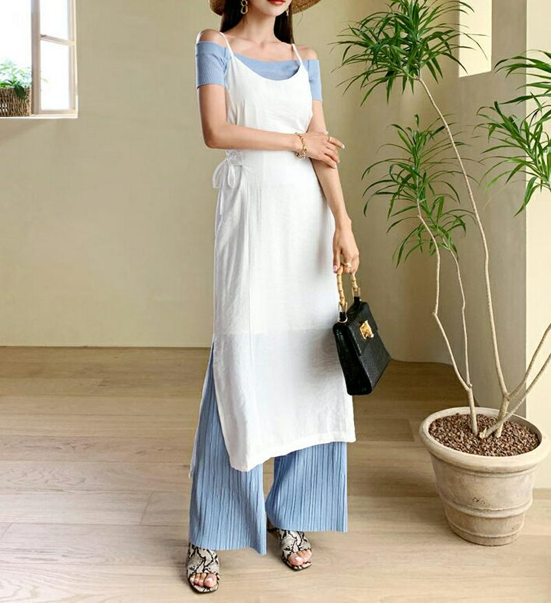 レースアップワンピース・全2色・t56506 レディース【ops】【韓国 ファッション ワンピース ロング丈 ロングワンピース 