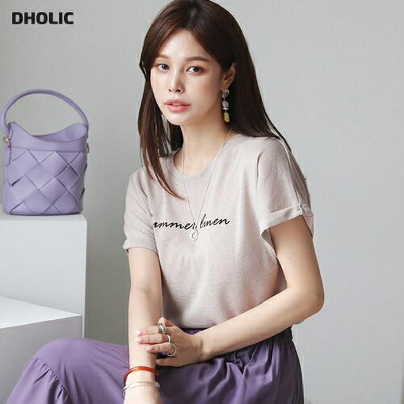 ロールアップレタリングTシャツ・全4色・b63098 レディース【tops】【韓国 ファッション トップス Tシャツ ロゴT 半