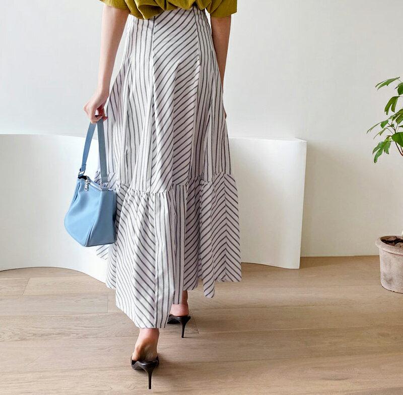 ベルトストライプスカート・全2色・b56499 レディース【sk】【韓国 ファッション スカート ロング ロングスカート ストラ