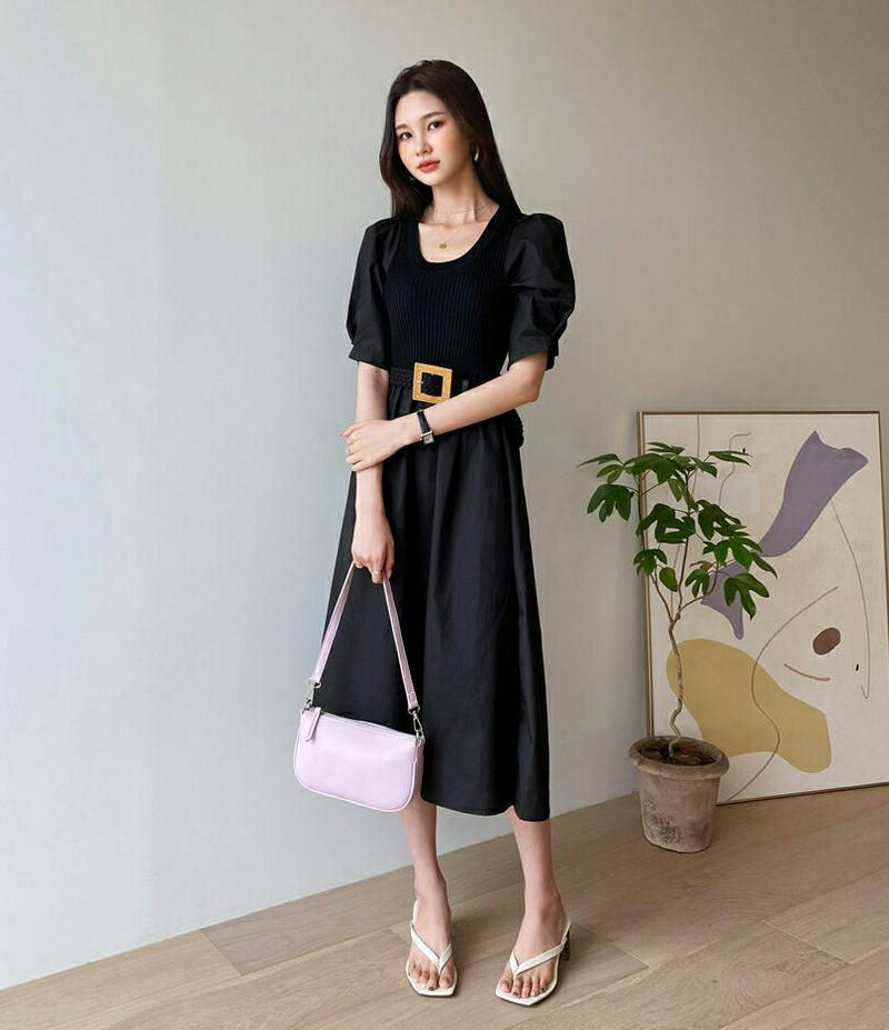 リブコントラストワンピース・全2色・b56511 レディース【ops】【韓国 ファッション ワンピース ロング ロングワンピース