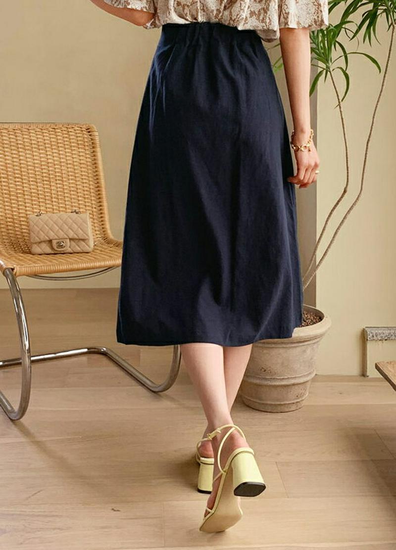 ボタンスカート・全2色・t56488 レディース【sk】【韓国 ファッション スカート ミディ丈 ミディスカート 単色 無地 シ