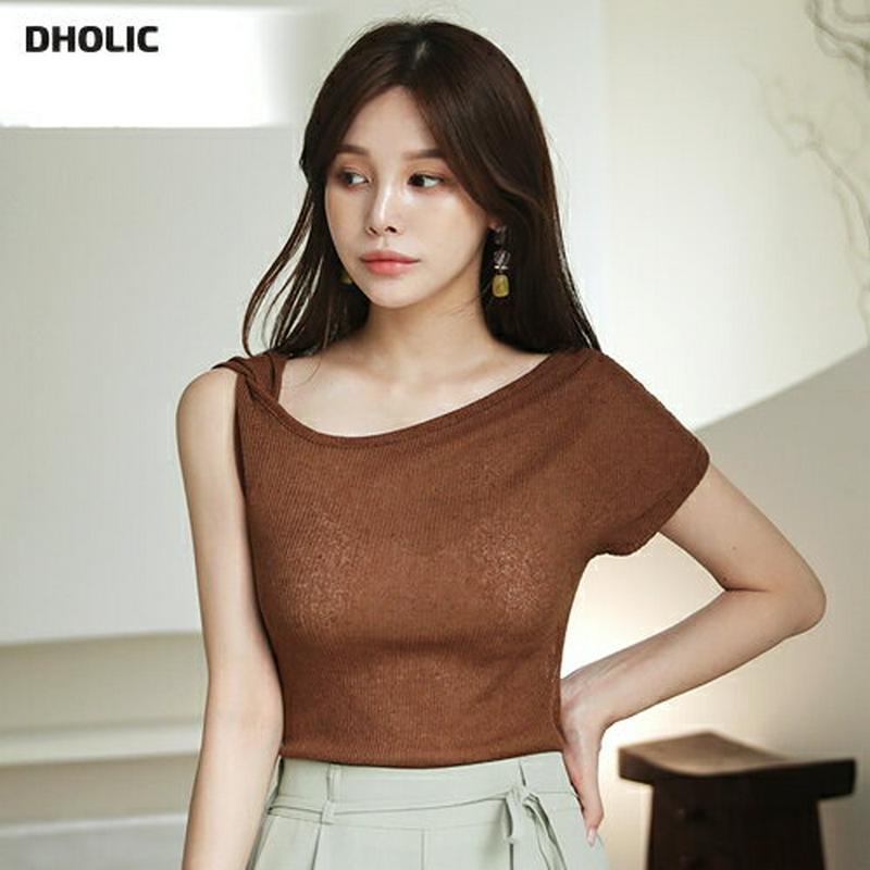 アンバランスネックTシャツ・全3色・t63097 レディース【tops】【韓国 ファッション トップス Tシャツ 半袖 前後着用