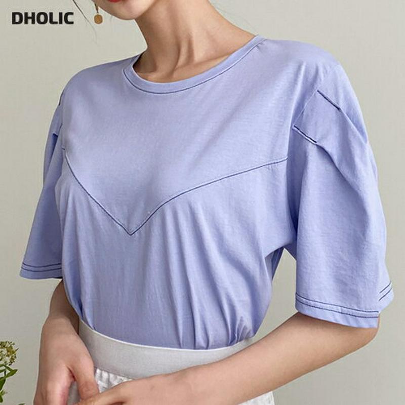 ステッチパフTシャツ・全4色・b56494 レディース【tops】【韓国 ファッション トップス Tシャツ 半袖 ハーフスリーブ