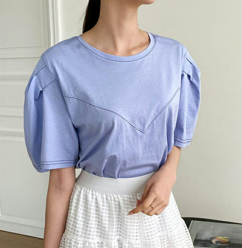 ステッチパフTシャツ・全4色・b56494 レディース【tops】【韓国 ファッション トップス Tシャツ 半袖 ハーフスリーブ