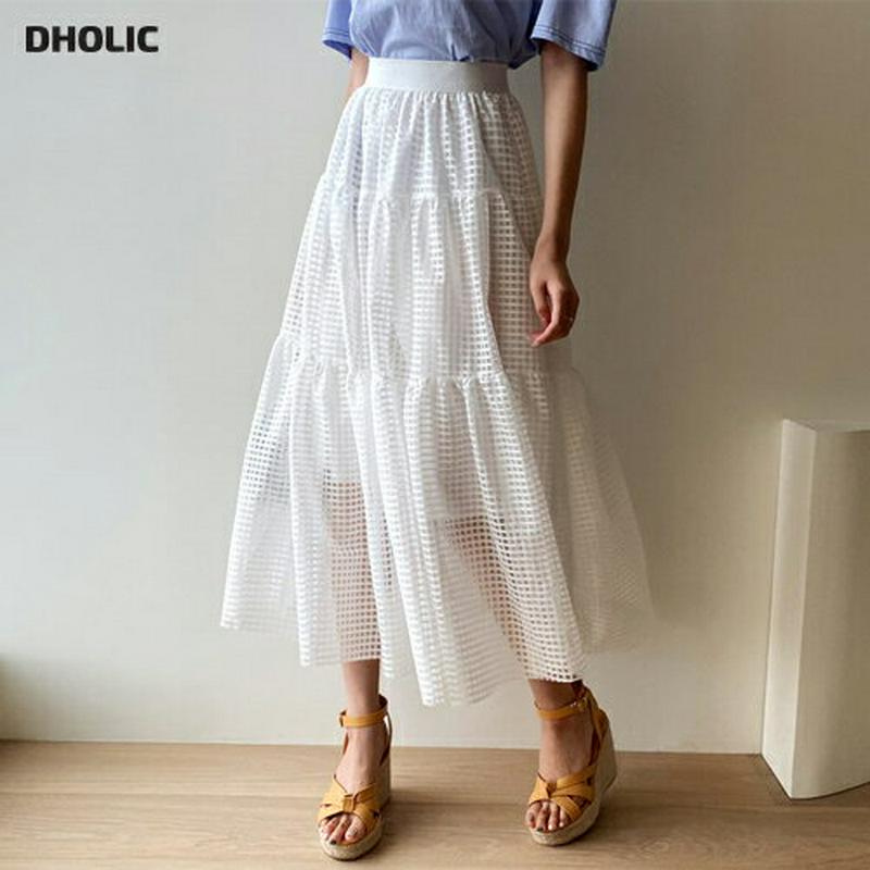 シアーチェックティアードスカート・全2色・b56495 レディース【sk】【韓国 ファッション スカート ロング ロングスカート