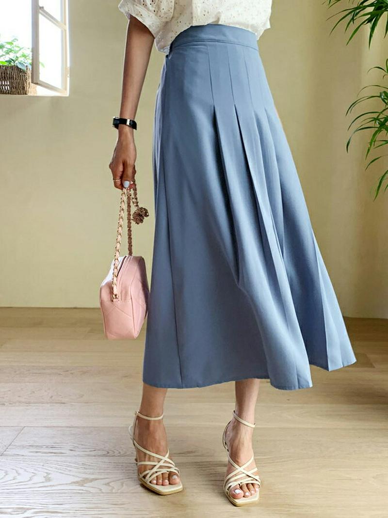 タックフレアスカート・全4色・t56505 レディース【sk】【韓国 ファッション スカート ロング ロングスカート フレア フ