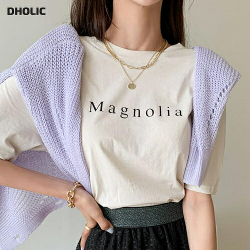 MagnoliaハーフスリーブTシャツ・全4色・t56492 レディース【tops】【韓国 ファッション トップス Tシャツ ロ